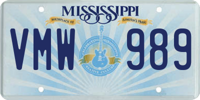 MS license plate VMW989
