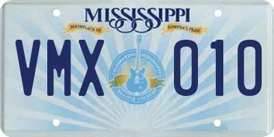 MS license plate VMX010