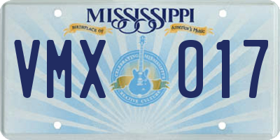 MS license plate VMX017