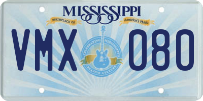 MS license plate VMX080