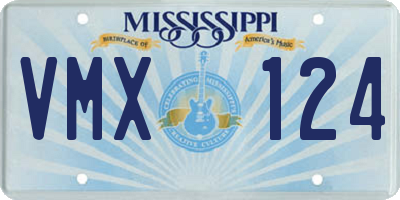 MS license plate VMX124