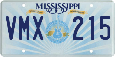 MS license plate VMX215