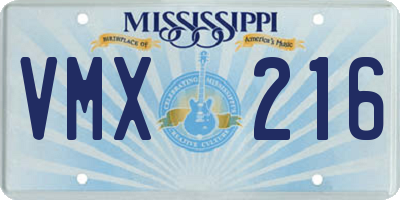 MS license plate VMX216