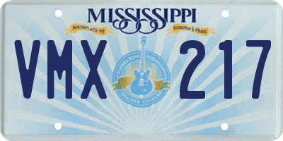 MS license plate VMX217