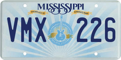 MS license plate VMX226