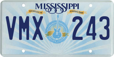 MS license plate VMX243