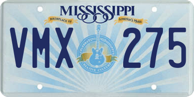 MS license plate VMX275