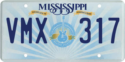 MS license plate VMX317