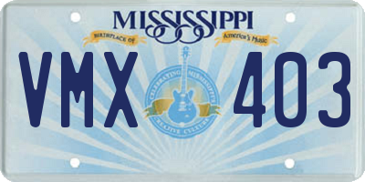 MS license plate VMX403