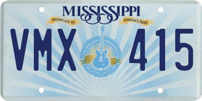MS license plate VMX415