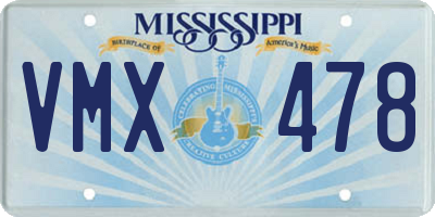MS license plate VMX478