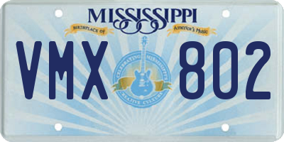 MS license plate VMX802