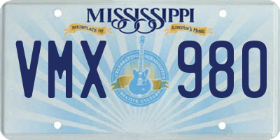 MS license plate VMX980