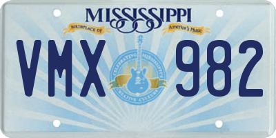 MS license plate VMX982