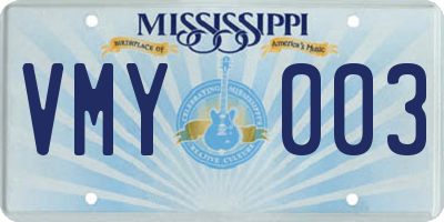 MS license plate VMY003