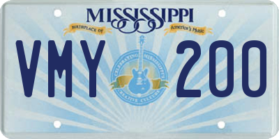 MS license plate VMY200