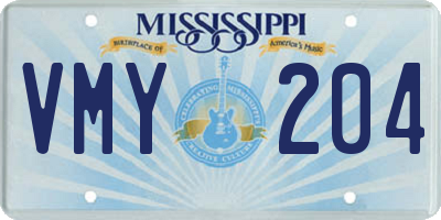 MS license plate VMY204