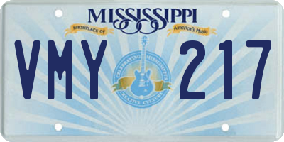 MS license plate VMY217