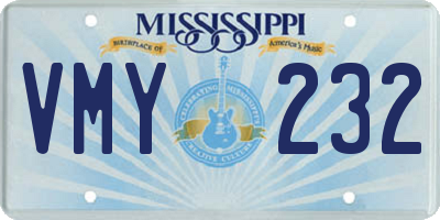 MS license plate VMY232