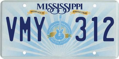 MS license plate VMY312
