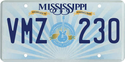 MS license plate VMZ230