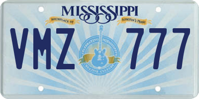 MS license plate VMZ777