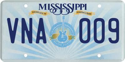 MS license plate VNA009