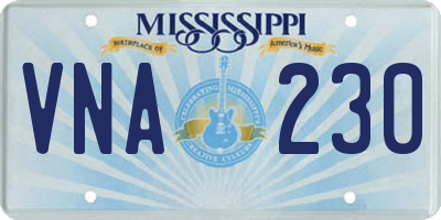MS license plate VNA230