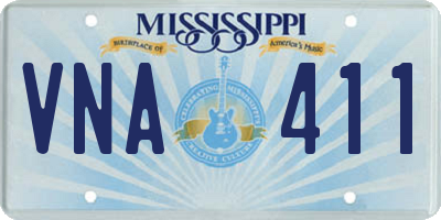 MS license plate VNA411