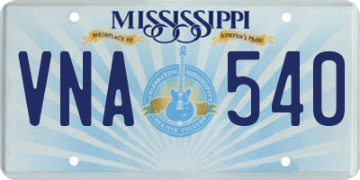 MS license plate VNA540