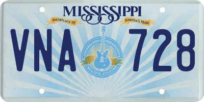 MS license plate VNA728