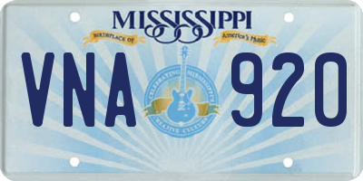 MS license plate VNA920