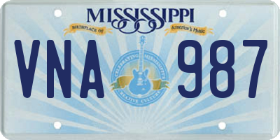 MS license plate VNA987