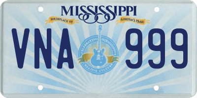 MS license plate VNA999