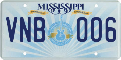 MS license plate VNB006