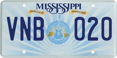 MS license plate VNB020