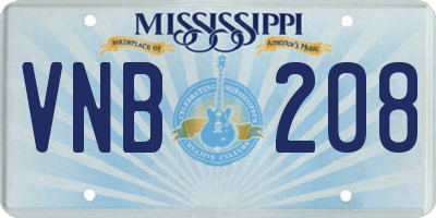 MS license plate VNB208