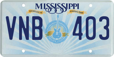 MS license plate VNB403