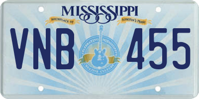 MS license plate VNB455