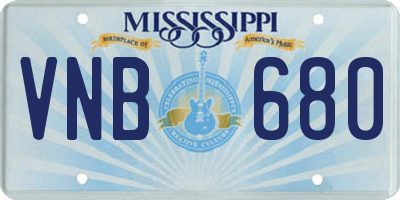 MS license plate VNB680