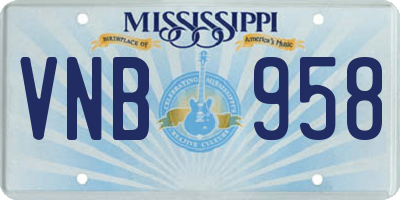 MS license plate VNB958