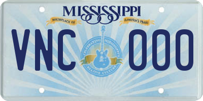 MS license plate VNC000