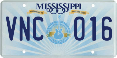 MS license plate VNC016