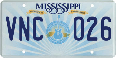 MS license plate VNC026