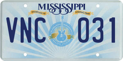 MS license plate VNC031