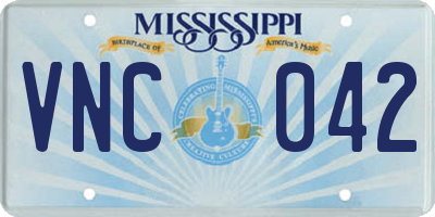 MS license plate VNC042