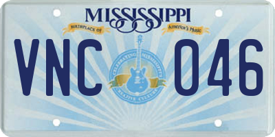 MS license plate VNC046