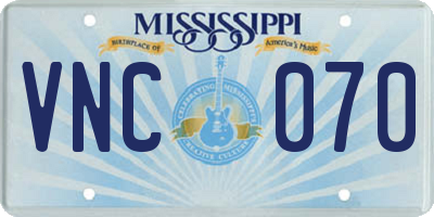 MS license plate VNC070