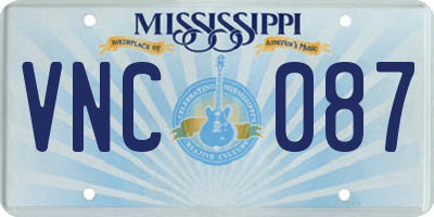 MS license plate VNC087
