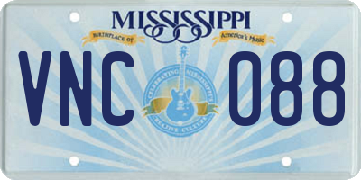 MS license plate VNC088